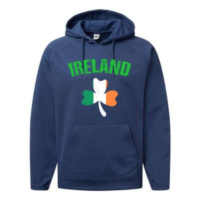 St Patrick's Day Ireland Flag Shamrock Symbol Funny Gift Performance Fleece Hoodie