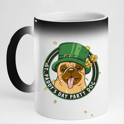 St Paddy's Day Party Dog For Gnomes Shamrock And Pug Lover Gift 11oz Black Color Changing Mug