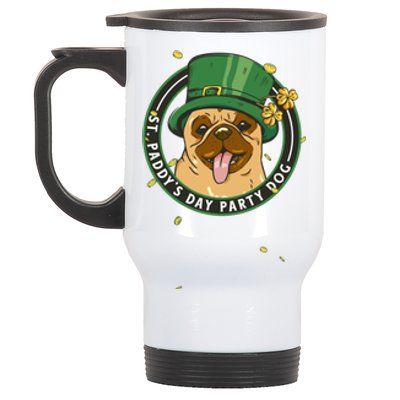 St Paddy's Day Party Dog For Gnomes Shamrock And Pug Lover Gift Stainless Steel Travel Mug