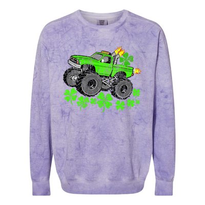 St Patricks Day Lucky Monster Truck Colorblast Crewneck Sweatshirt