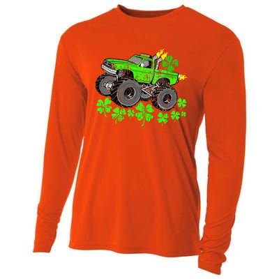 St Patricks Day Lucky Monster Truck Cooling Performance Long Sleeve Crew