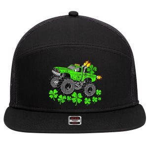 St Patricks Day Lucky Monster Truck 7 Panel Mesh Trucker Snapback Hat