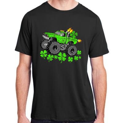 St Patricks Day Lucky Monster Truck Adult ChromaSoft Performance T-Shirt