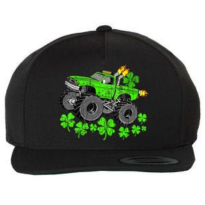 St Patricks Day Lucky Monster Truck Wool Snapback Cap