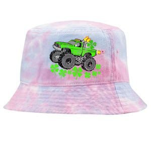 St Patricks Day Lucky Monster Truck Tie-Dyed Bucket Hat