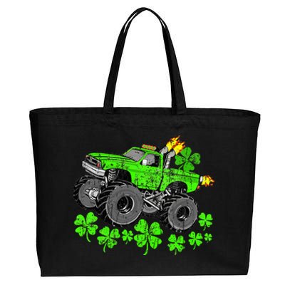 St Patricks Day Lucky Monster Truck Cotton Canvas Jumbo Tote