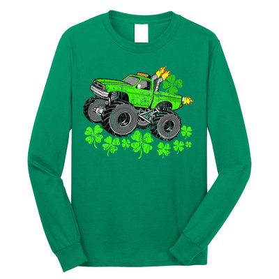 St Patricks Day Lucky Monster Truck Long Sleeve Shirt