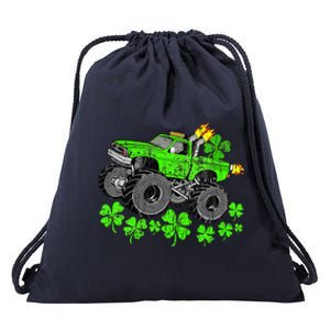 St Patricks Day Lucky Monster Truck Drawstring Bag