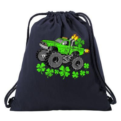 St Patricks Day Lucky Monster Truck Drawstring Bag