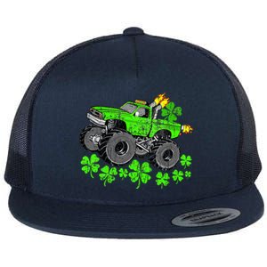 St Patricks Day Lucky Monster Truck Flat Bill Trucker Hat