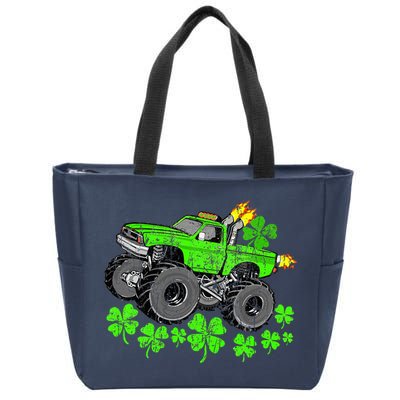 St Patricks Day Lucky Monster Truck Zip Tote Bag