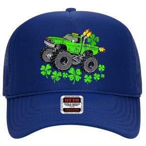 St Patricks Day Lucky Monster Truck High Crown Mesh Back Trucker Hat