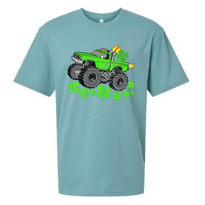 St Patricks Day Lucky Monster Truck Sueded Cloud Jersey T-Shirt