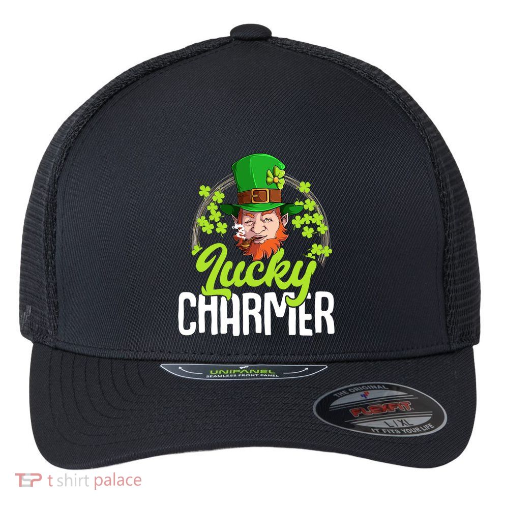 St Patricks Day Lucky Charmer Gift Flexfit Unipanel Trucker Cap