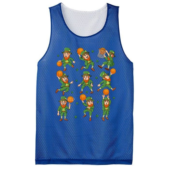 St Patricks Day Leprechaun Basketball Player Gift Mesh Reversible Basketball Jersey Tank