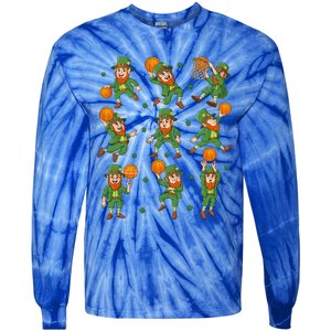 St Patricks Day Leprechaun Basketball Player Gift Tie-Dye Long Sleeve Shirt