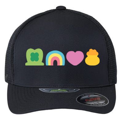 St Patricks Day Lucky Charm Pot Gold Irish Shamrock Rainbow Flexfit Unipanel Trucker Cap