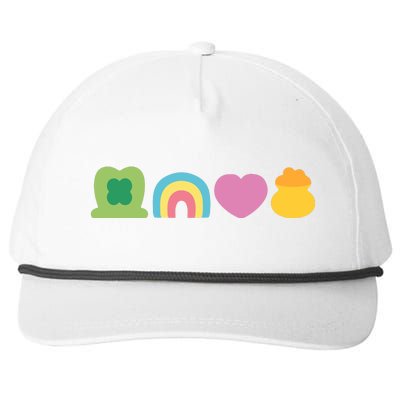 St Patricks Day Lucky Charm Pot Gold Irish Shamrock Rainbow Snapback Five-Panel Rope Hat