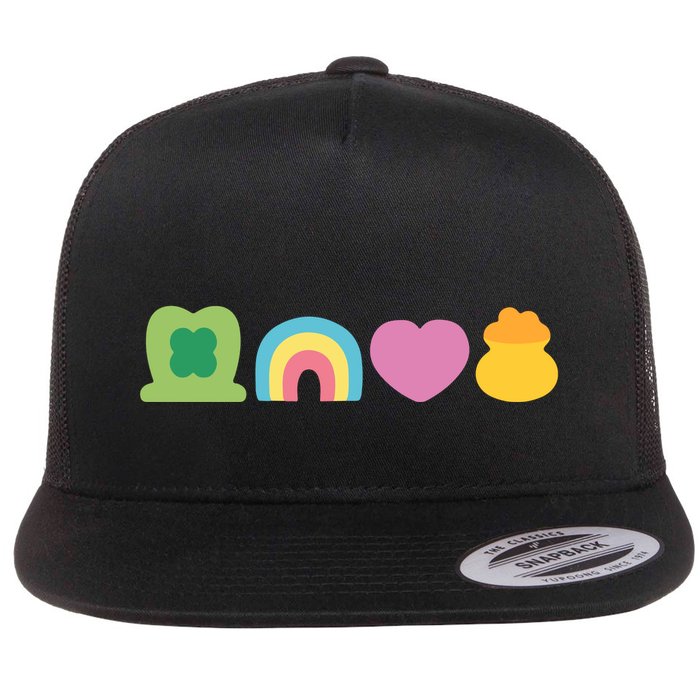 St Patricks Day Lucky Charm Pot Gold Irish Shamrock Rainbow Flatbill Hat