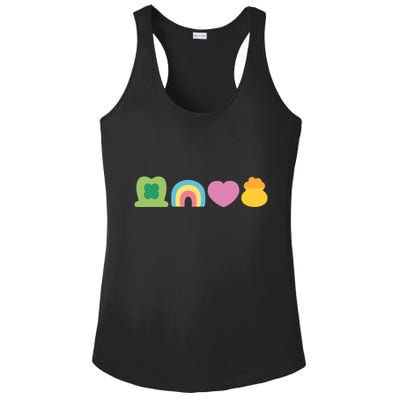 St Patricks Day Lucky Charm Pot Gold Irish Shamrock Rainbow Ladies PosiCharge Competitor Racerback Tank