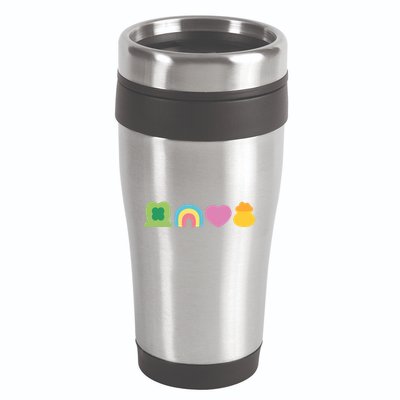 St Patricks Day Lucky Charm Pot Gold Irish Shamrock Rainbow 16oz Travel Tumbler
