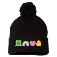 St Patricks Day Lucky Charm Pot Gold Irish Shamrock Rainbow Pom Pom 12in Knit Beanie