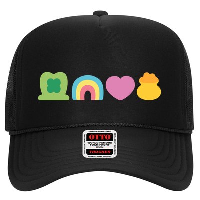 St Patricks Day Lucky Charm Pot Gold Irish Shamrock Rainbow Trucker Hat