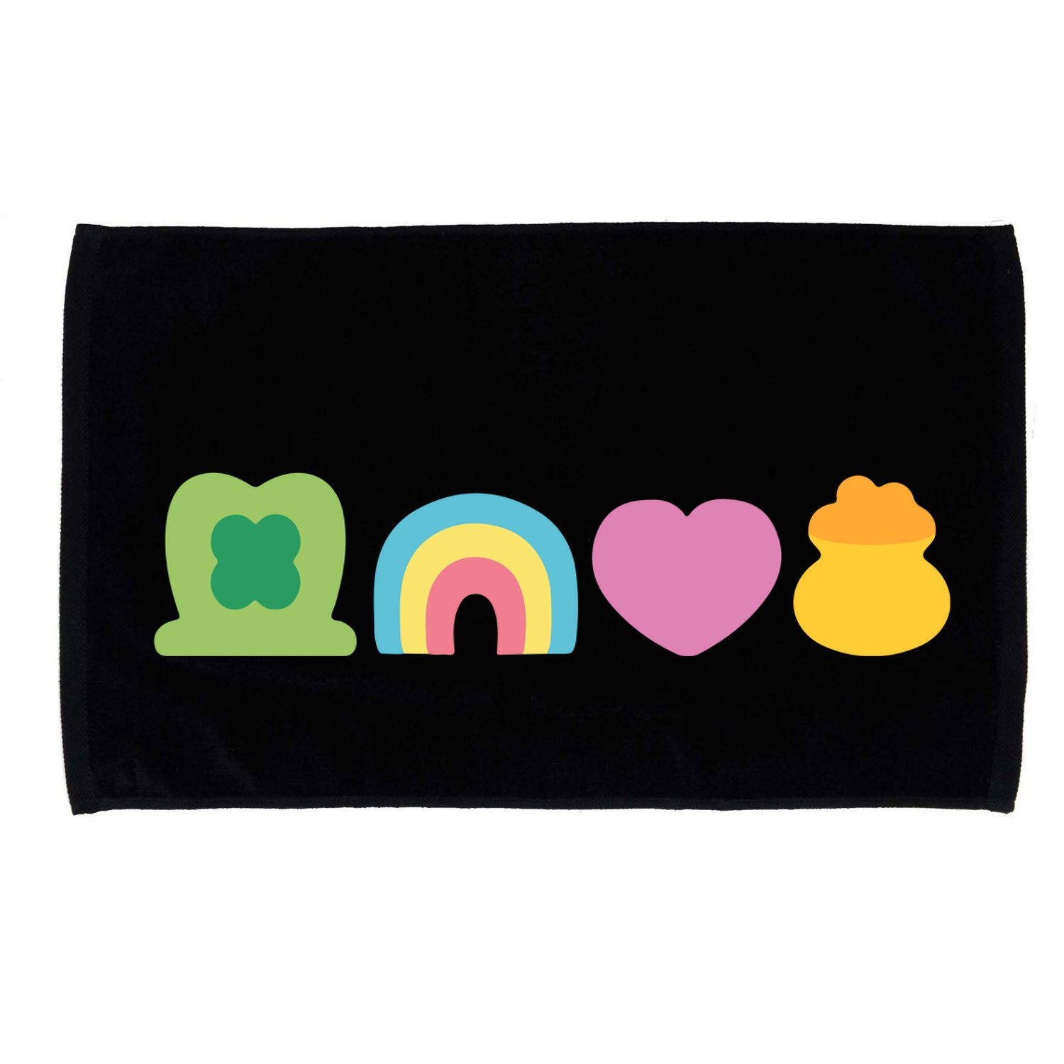 St Patricks Day Lucky Charm Pot Gold Irish Shamrock Rainbow Microfiber Hand Towel