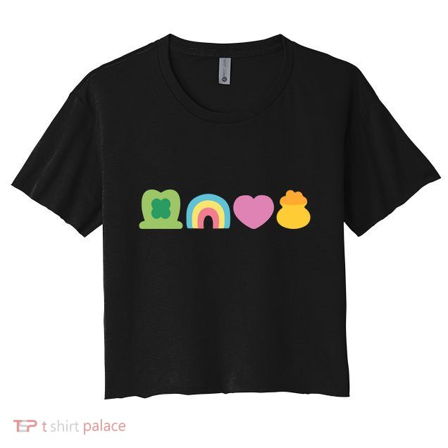 St Patricks Day Lucky Charm Pot Gold Irish Shamrock Rainbow Crop Top