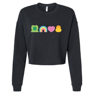 St Patricks Day Lucky Charm Pot Gold Irish Shamrock Rainbow Cropped Pullover Crew