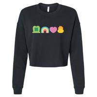 St Patricks Day Lucky Charm Pot Gold Irish Shamrock Rainbow Cropped Pullover Crew