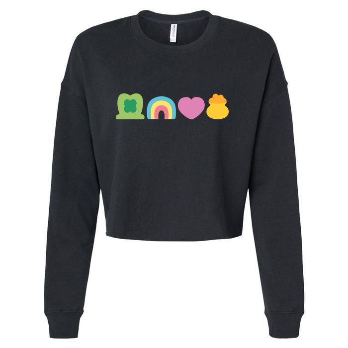 St Patricks Day Lucky Charm Pot Gold Irish Shamrock Rainbow Cropped Pullover Crew