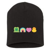 St Patricks Day Lucky Charm Pot Gold Irish Shamrock Rainbow Short Acrylic Beanie