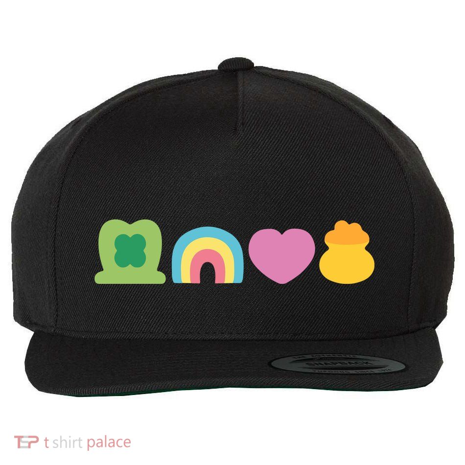 St Patricks Day Lucky Charm Pot Gold Irish Shamrock Rainbow Wool Snapback Cap