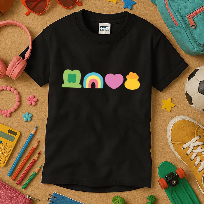 St Patricks Day Lucky Charm Pot Gold Irish Shamrock Rainbow Kids T-Shirt