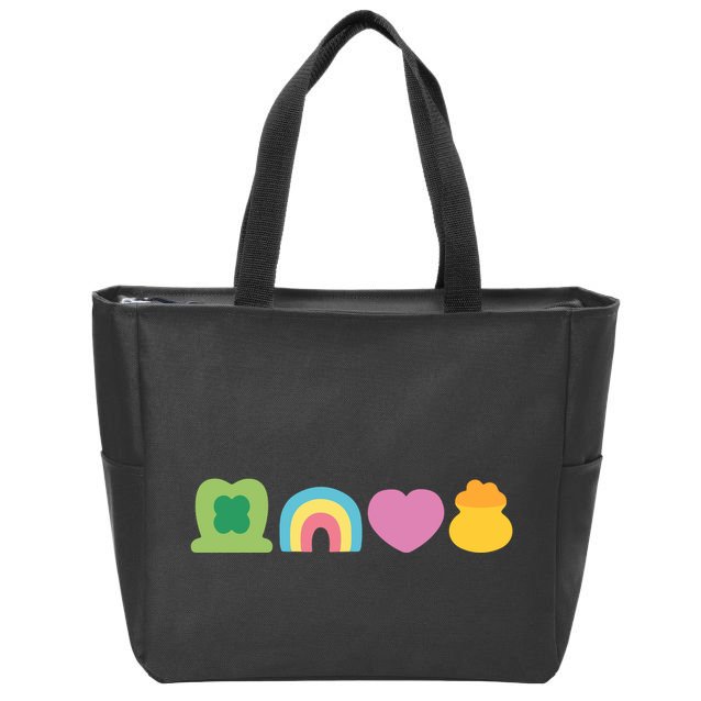 St Patricks Day Lucky Charm Pot Gold Irish Shamrock Rainbow Zip Tote Bag