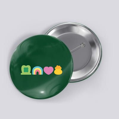 St Patricks Day Lucky Charm Pot Gold Irish Shamrock Rainbow Button