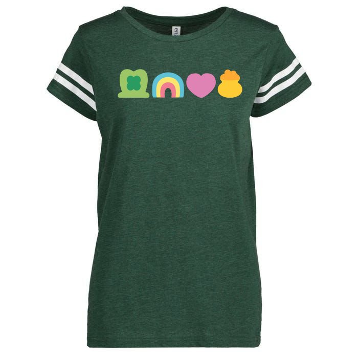 St Patricks Day Lucky Charm Pot Gold Irish Shamrock Rainbow Enza Ladies Jersey Football T-Shirt