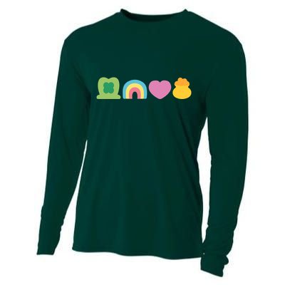 St Patricks Day Lucky Charm Pot Gold Irish Shamrock Rainbow Cooling Performance Long Sleeve Crew