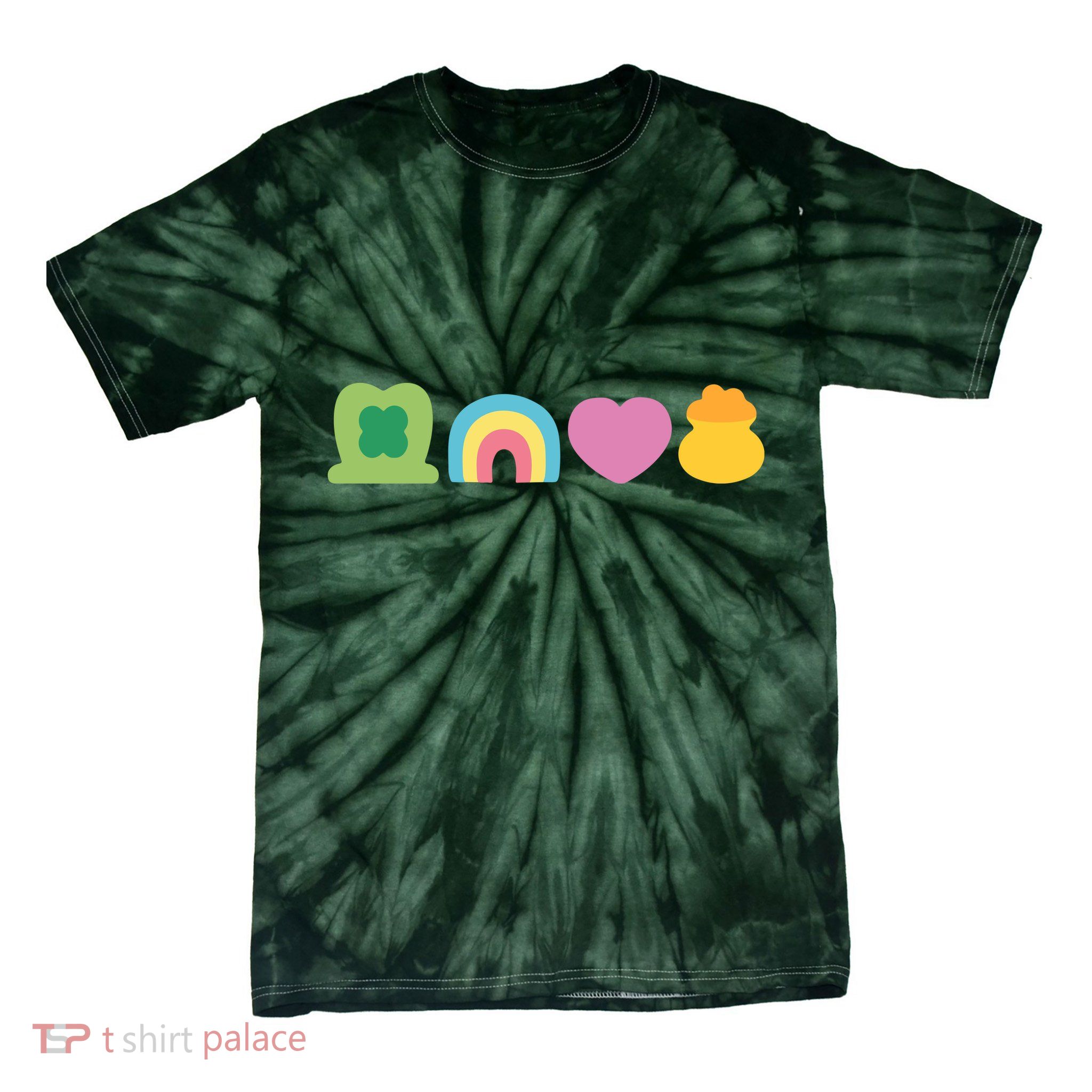 St Patricks Day Lucky Charm Pot Gold Irish Shamrock Rainbow Tie-Dye T-Shirt