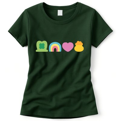 St Patricks Day Lucky Charm Pot Gold Irish Shamrock Rainbow Womens T-Shirt
