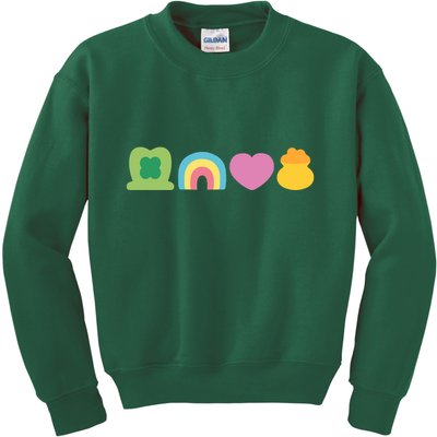 St Patricks Day Lucky Charm Pot Gold Irish Shamrock Rainbow Kids Sweatshirt