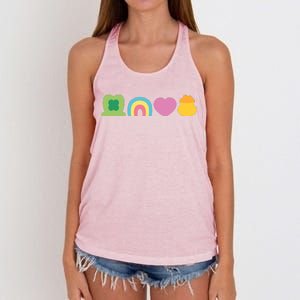 St Patricks Day Lucky Charm Pot Gold Irish Shamrock Rainbow Women's Knotted Racerback Tank