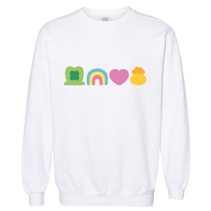 St Patricks Day Lucky Charm Pot Gold Irish Shamrock Rainbow Garment-Dyed Sweatshirt