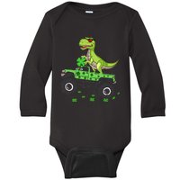 St Patricks Day Boy Dinosaur Monster Turck Trex Baby Long Sleeve Bodysuit