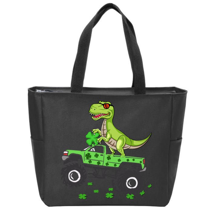 St Patricks Day Boy Dinosaur Monster Turck Trex Zip Tote Bag