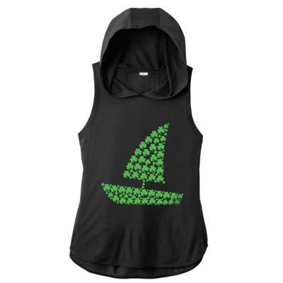 St Patricks Day Shamrock Boating Distressed Gift Ladies PosiCharge Tri-Blend Wicking Draft Hoodie Tank