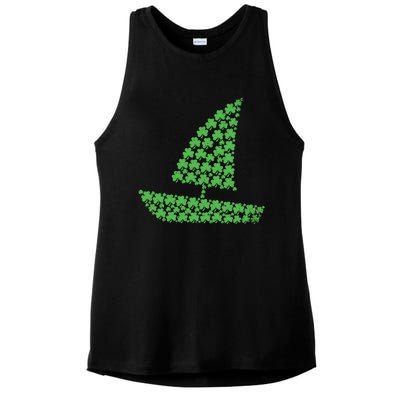 St Patricks Day Shamrock Boating Distressed Gift Ladies PosiCharge Tri-Blend Wicking Tank