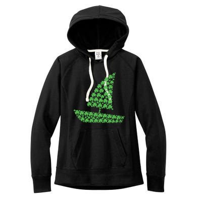 St Patricks Day Shamrock Boating Distressed Gift Women's Fleece Hoodie