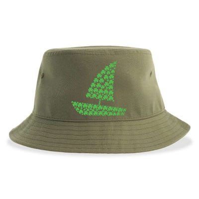 St Patricks Day Shamrock Boating Distressed Gift Sustainable Bucket Hat